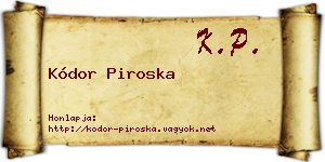 Kódor Piroska névjegykártya